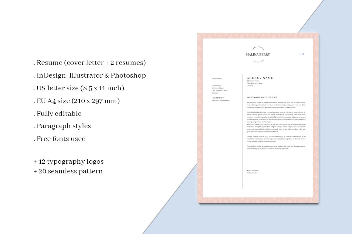 MALINA Resume – 3 Pages + Bonus preview image.