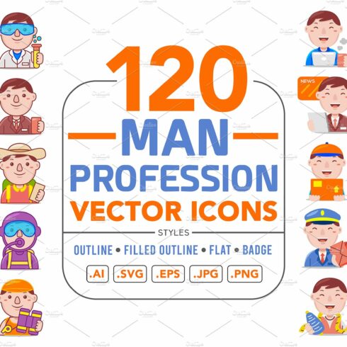 Man Profession Vector Icons cover image.