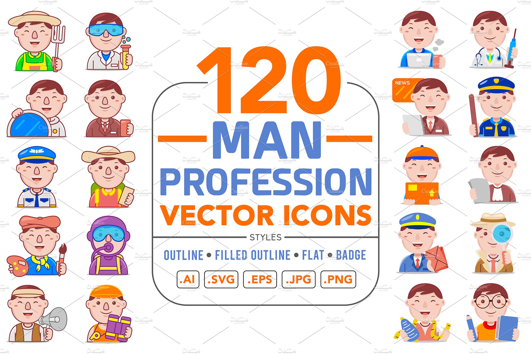 Man Profession Vector Icons cover image.