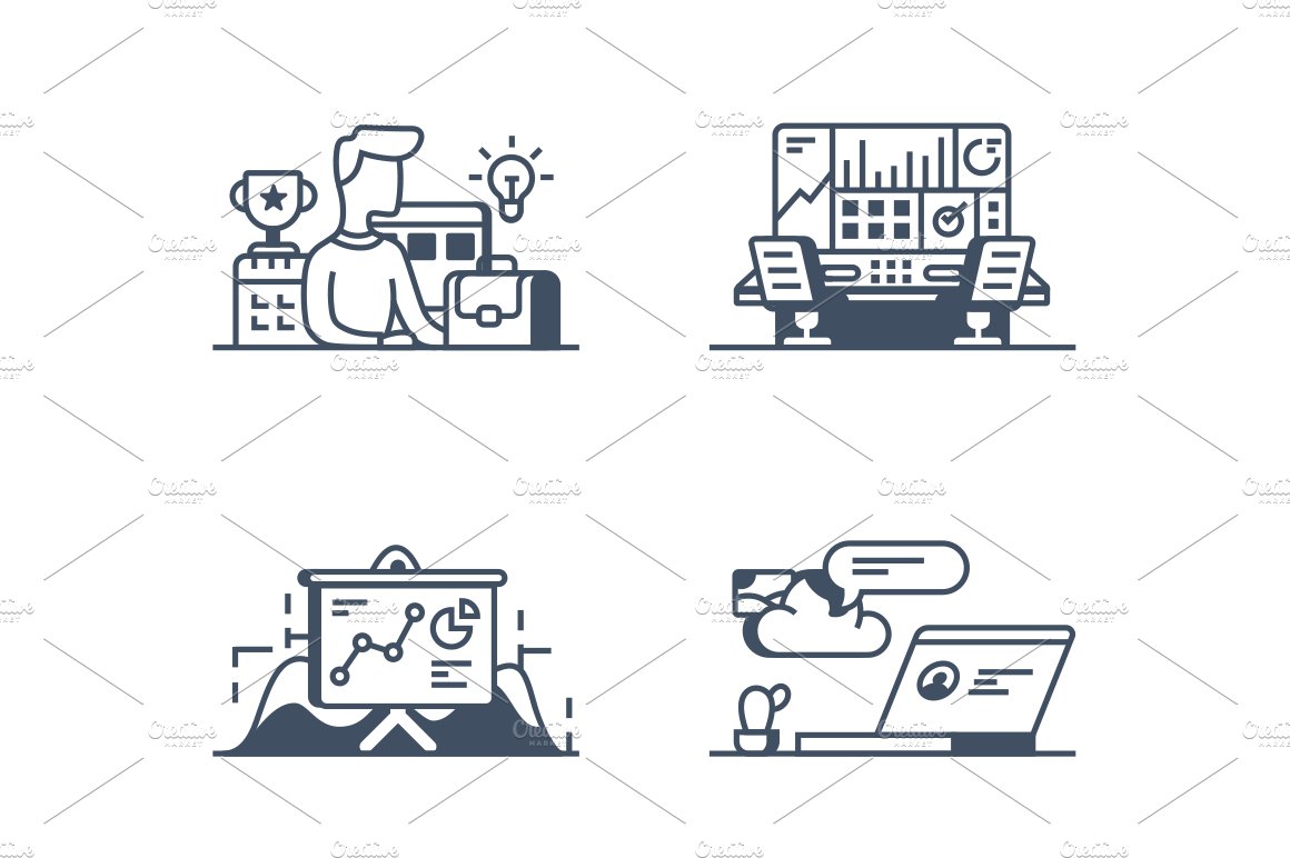 Business management icons preview image.