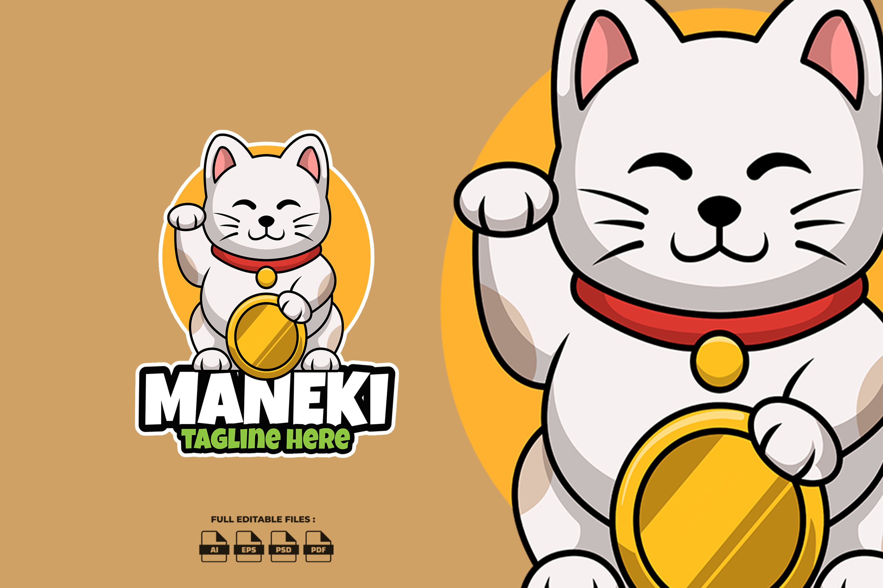 Maneki Neko Coin Mascot Logo cover image.