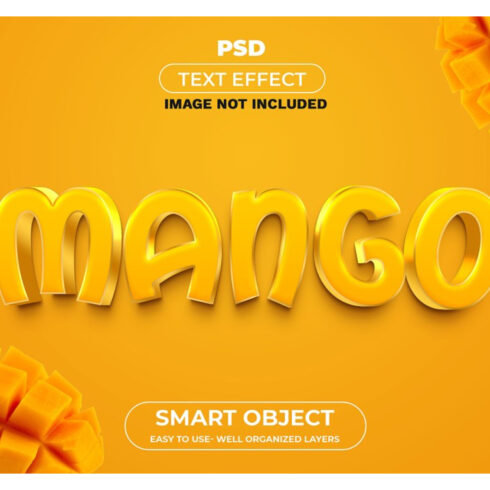 Mango text effect with a yellow background.