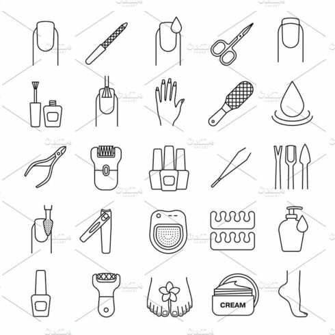 Manicure and pedicure icons. Vector cover image.