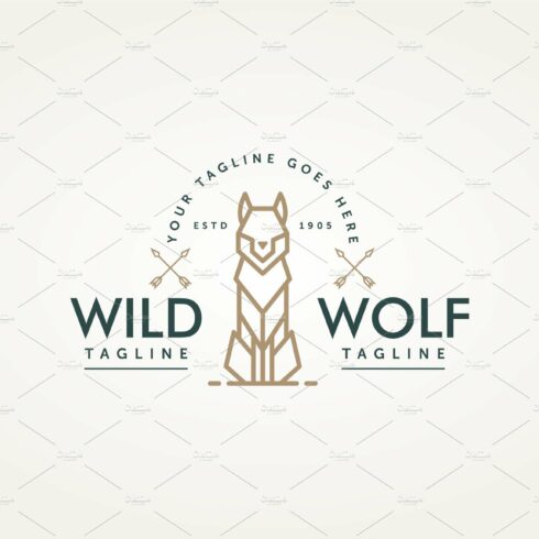 wild wolf simple line art logo icon cover image.