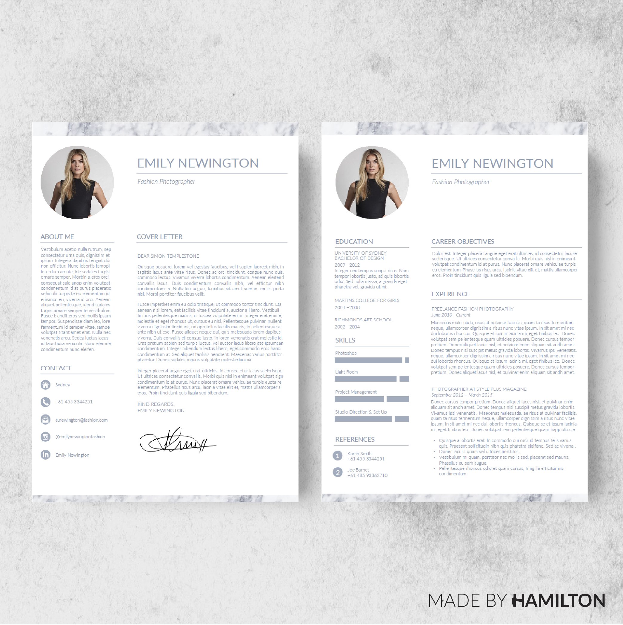 Marble Resume Template+Business Card preview image.