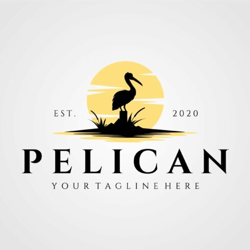 pelican bird logo vintage with sun cover image.