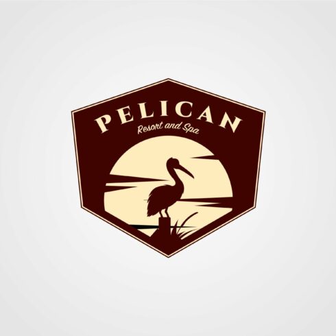 pelican bird logo vintage with sun cover image.