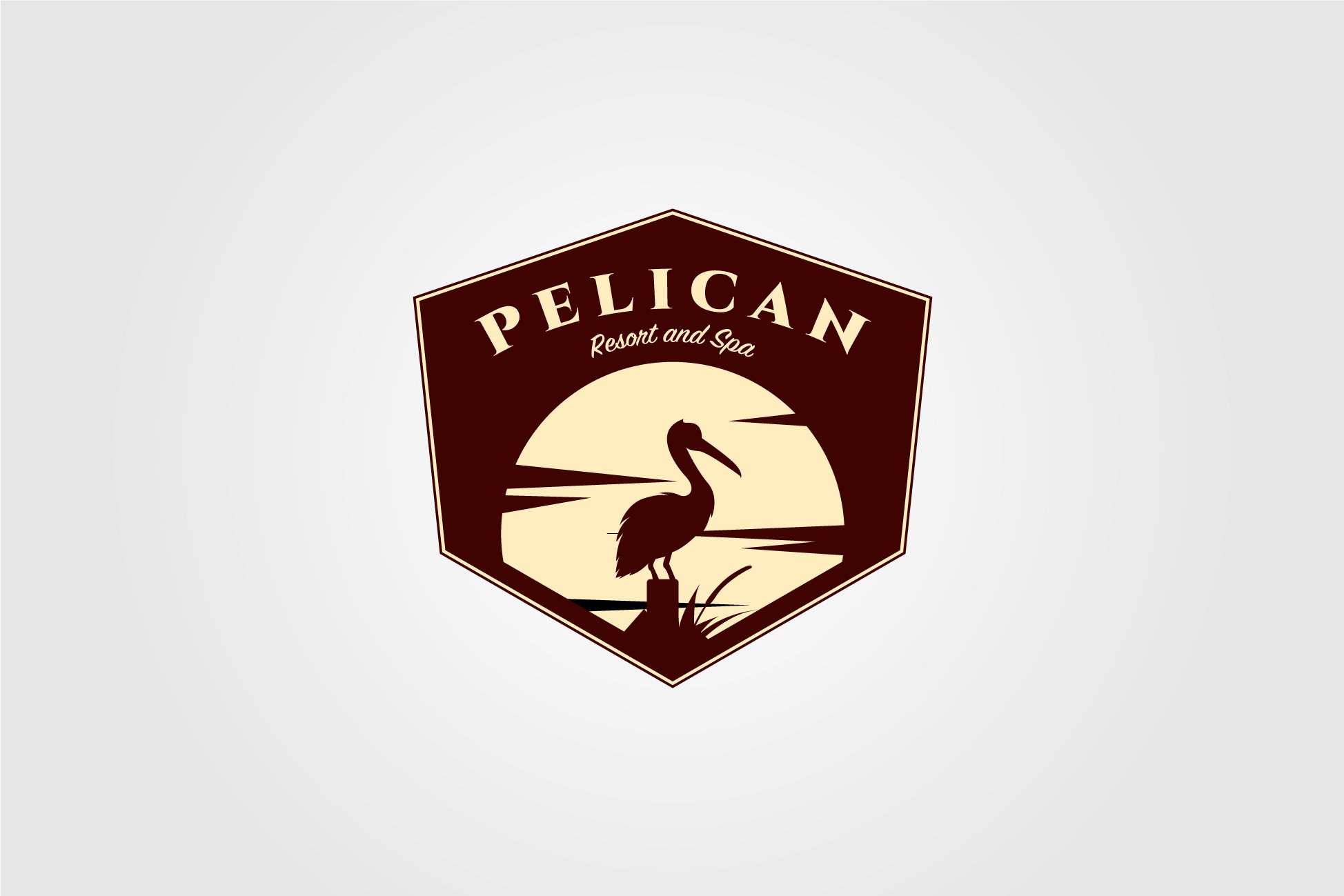 pelican bird logo vintage with sun cover image.