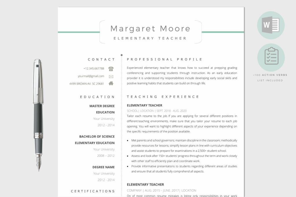 Teacher Assistant Resume Template / CV – MasterBundles
