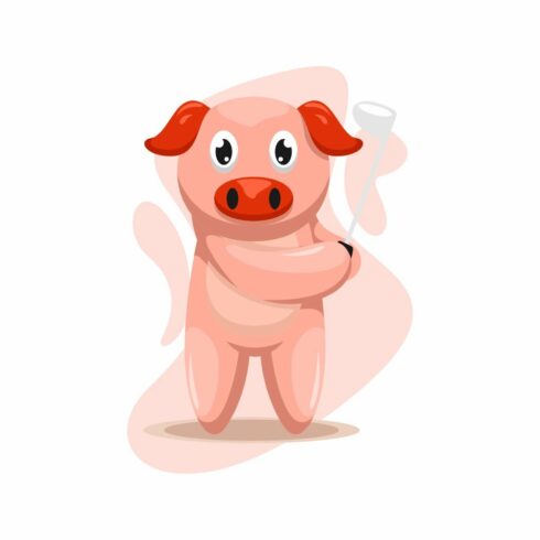 cute pig illustration logo design cover image.