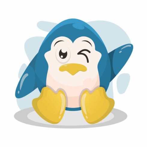 cute penguin illustration logo desig cover image.