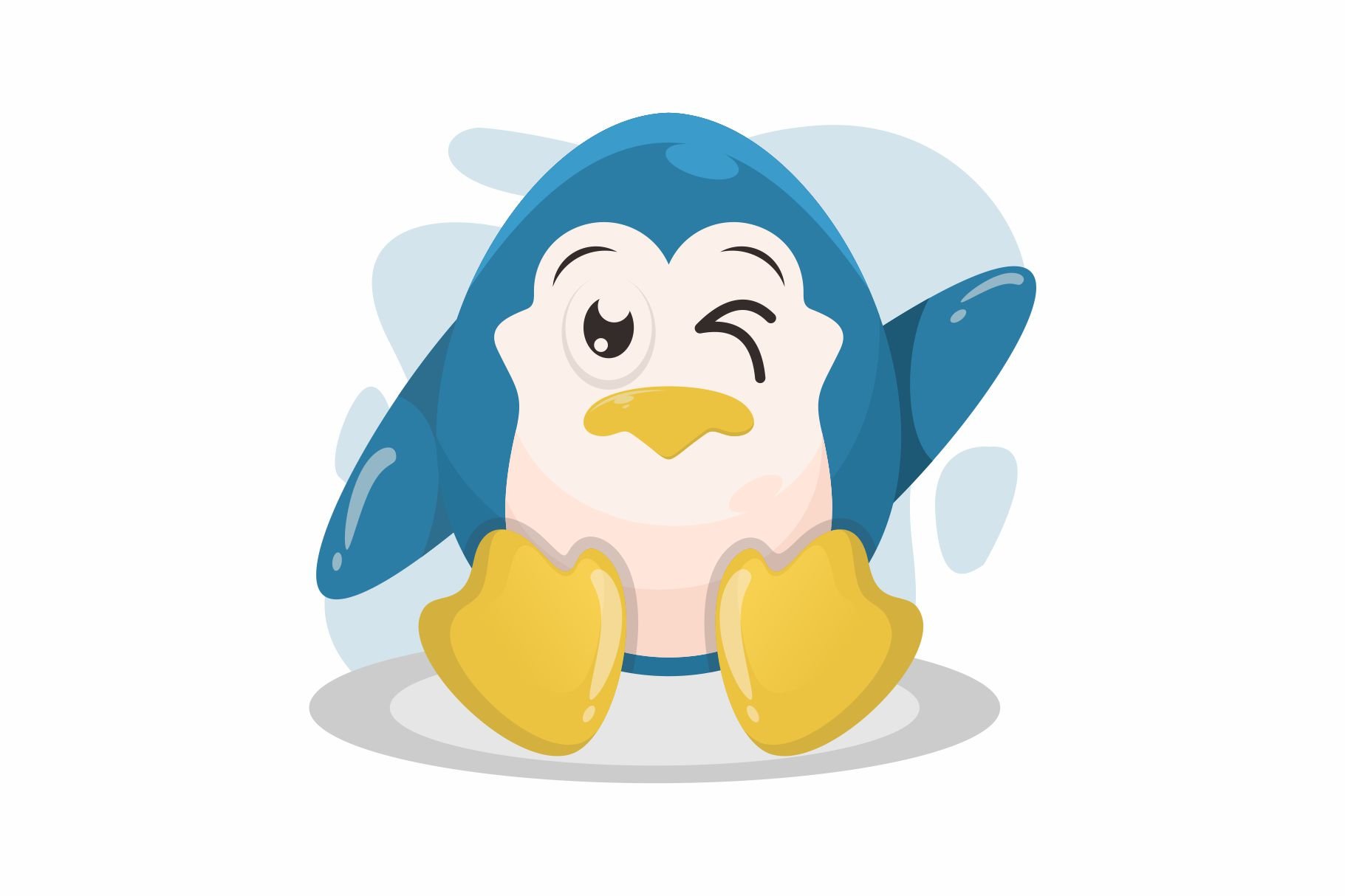 cute penguin illustration logo desig cover image.