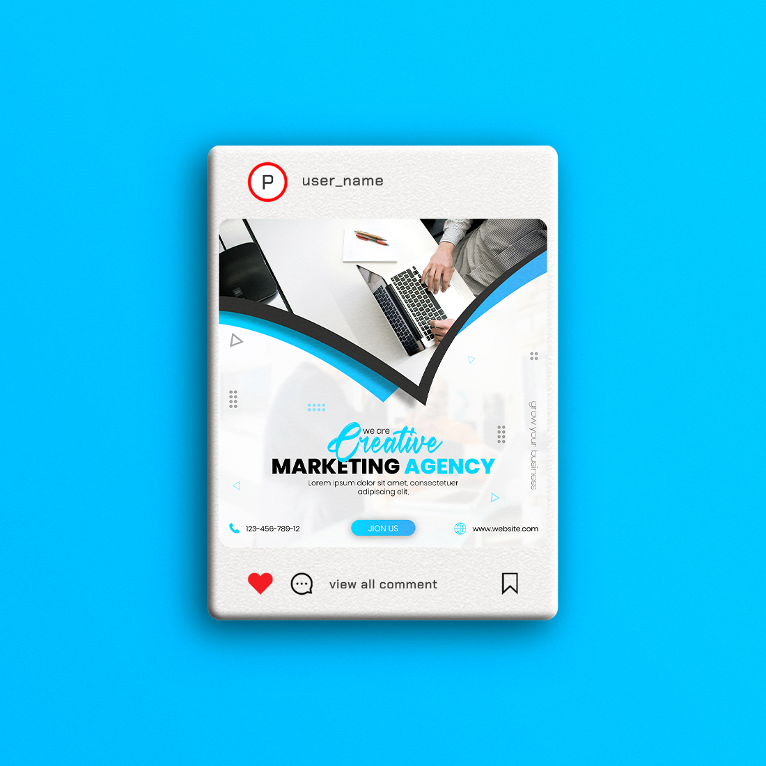 Creative, Minimal, and Modern Marketing Agency Social media Post Template preview image.