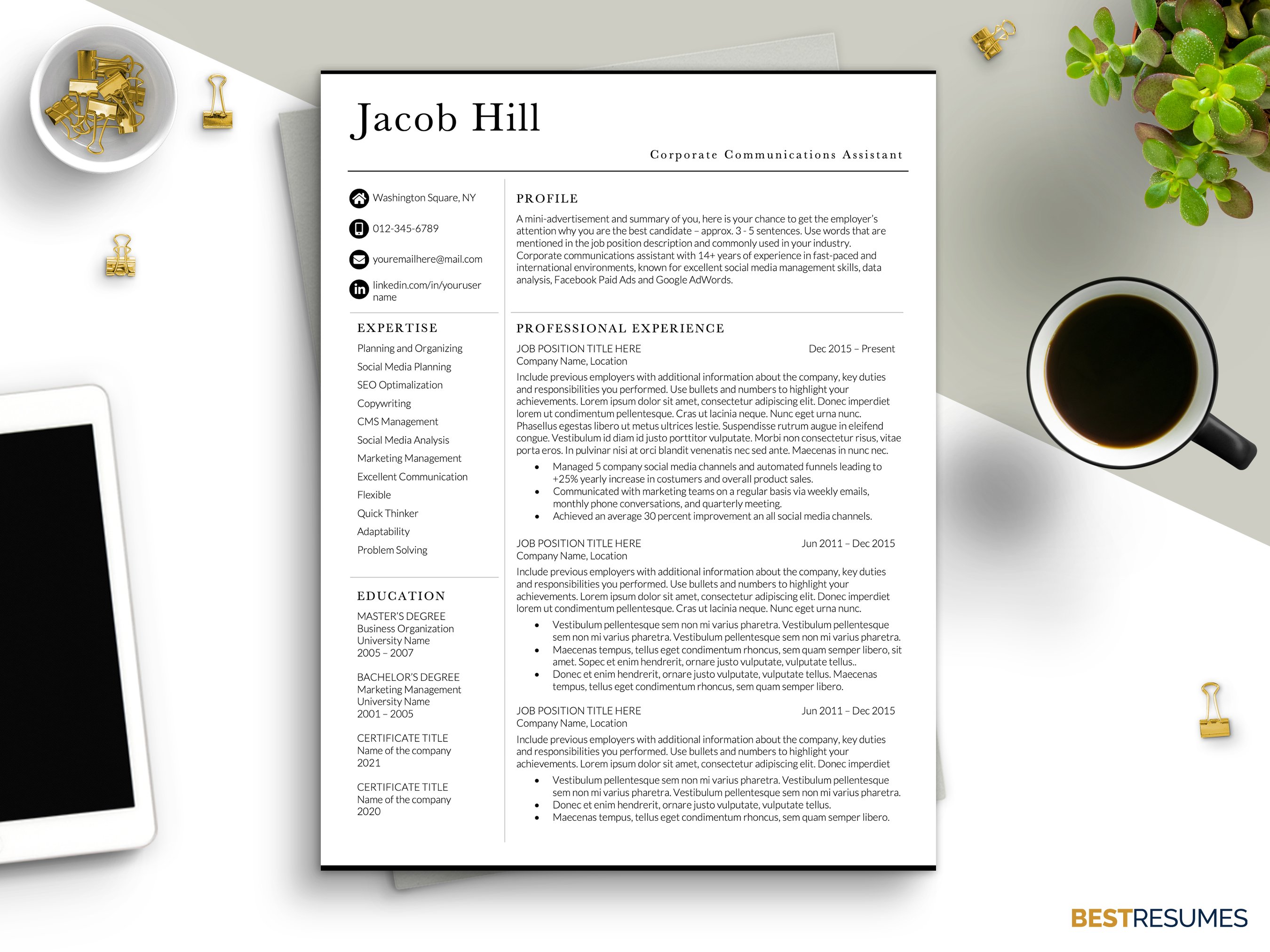 Marketing Communications Resume Word cover image.