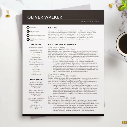 Business Resume CV Template cover image.