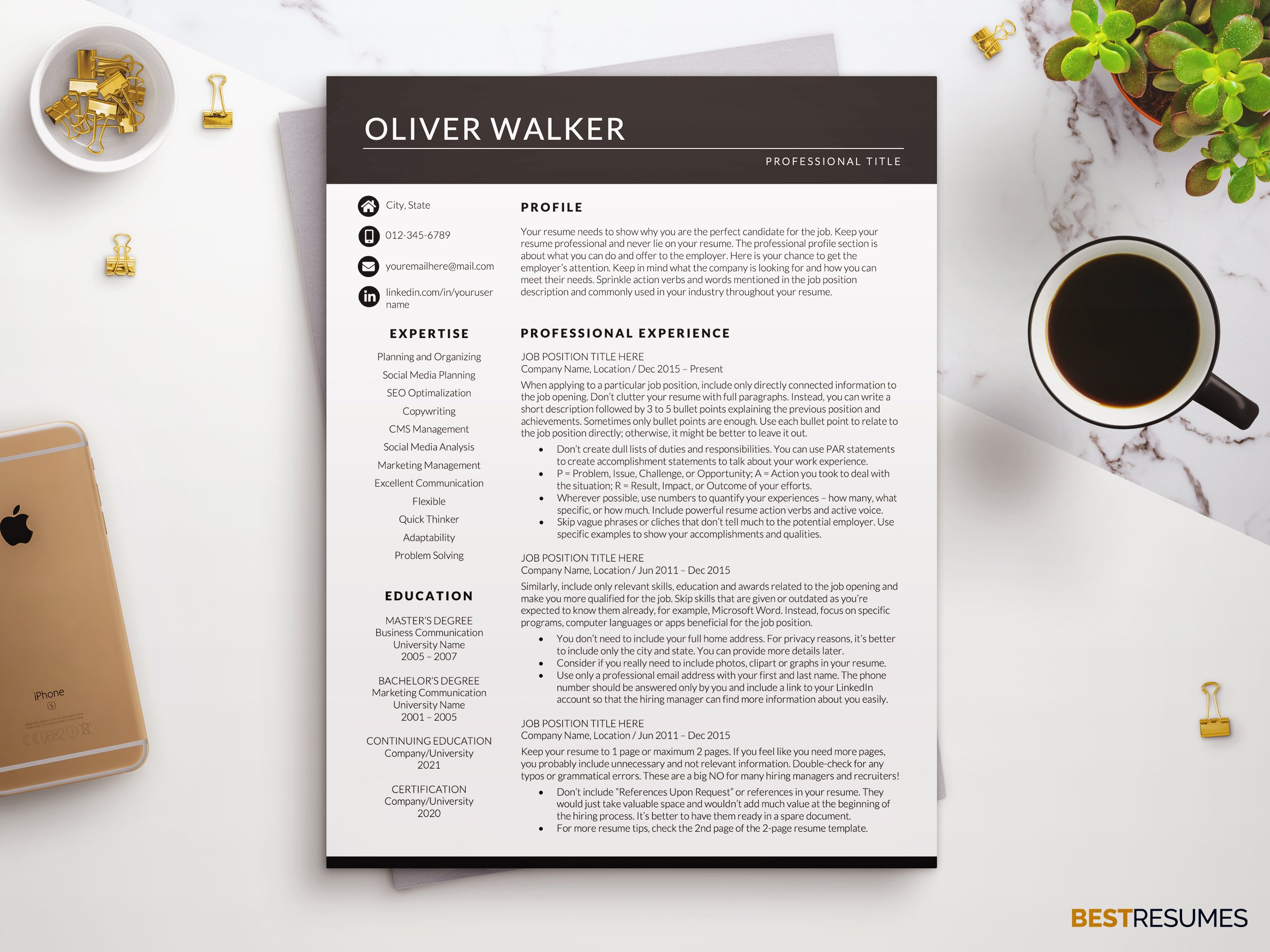 Business Resume CV Template cover image.