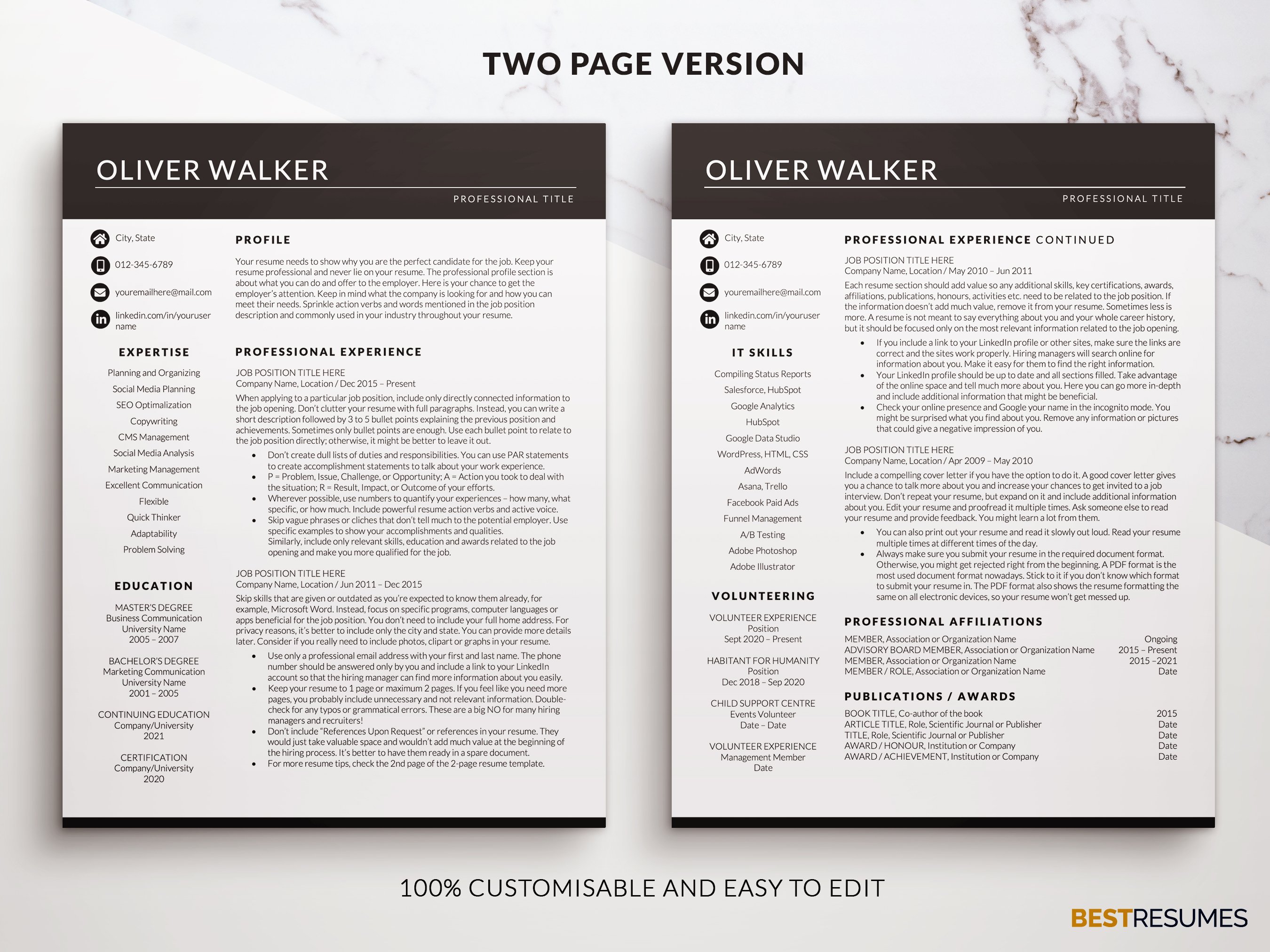 Business Resume CV Template preview image.