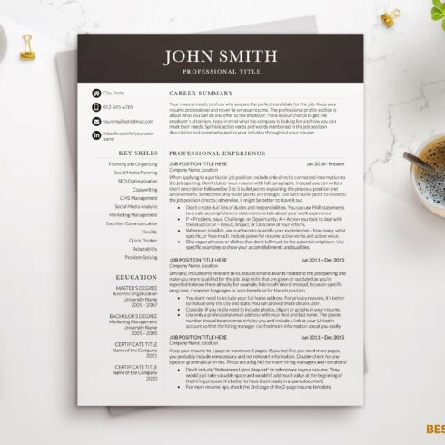 Professional Resume-CV Template cover image.