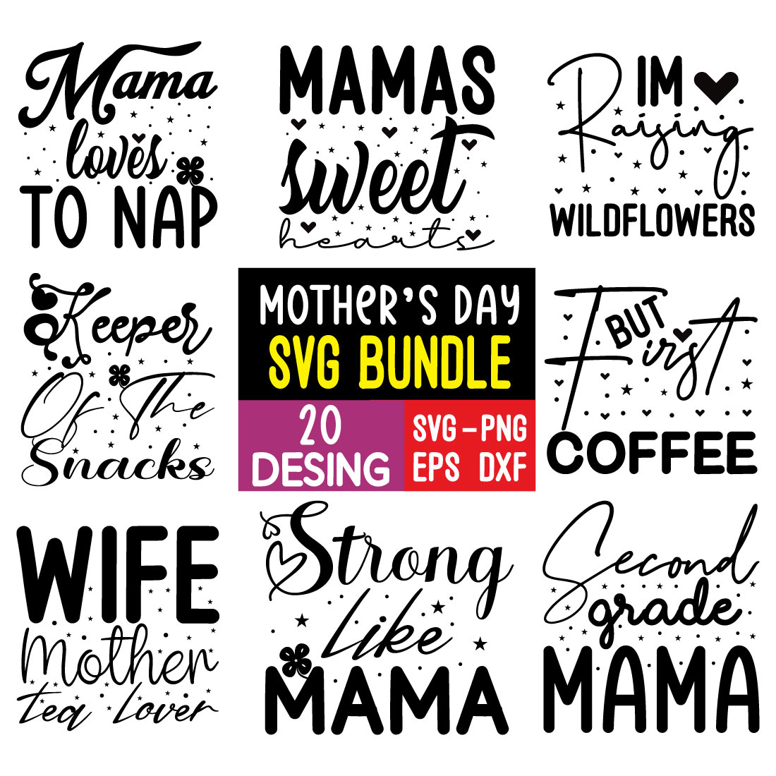 Mother Day Svg Bundle cover image.