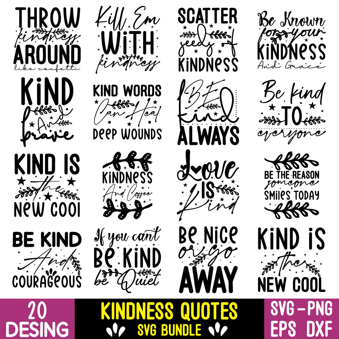 Kindness Quotes Svg Bundle preview image.