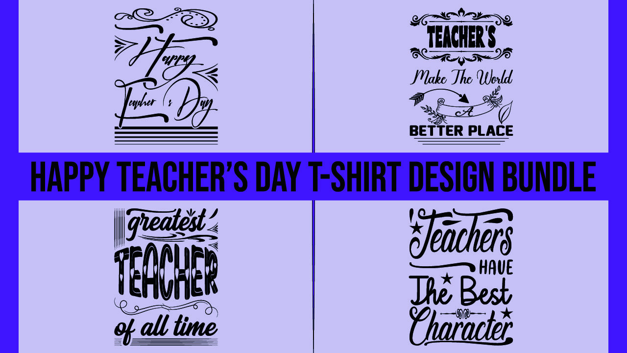 Set of four different lettering styles for teachers day.
