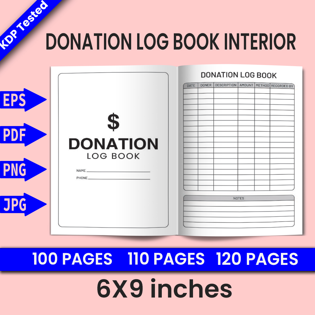 Donation Log Book - KDP Interior cover image.