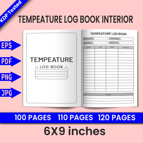 Tempeature Log Book - KDP Interior cover image.