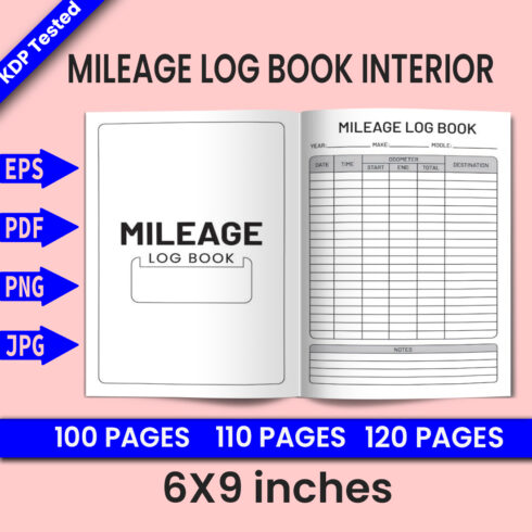 Mileage Log Book - KDP Interior cover image.