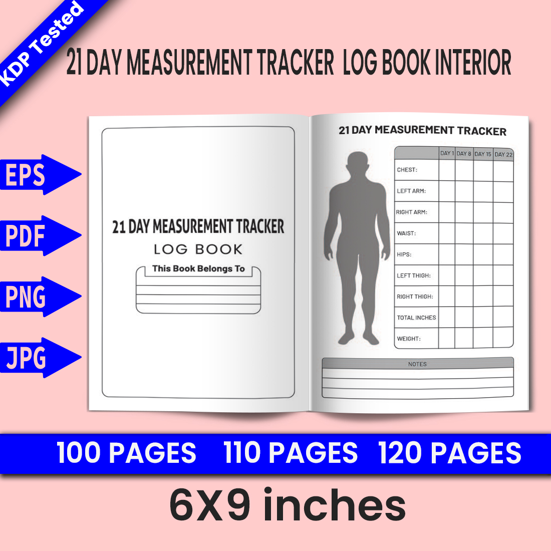 21 day Measurement TrackerLog Book - KDP Interior cover image.