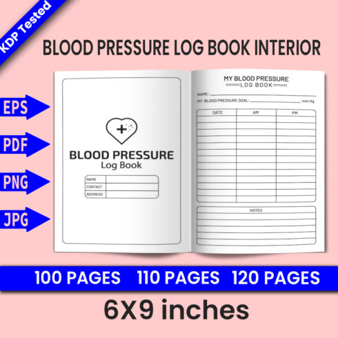Blood Pressure Log Book - KDP Interior cover image.