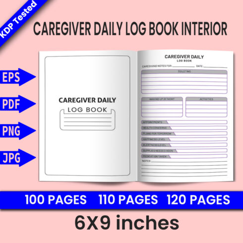 Caregiver Daily Log Book - KDP Interior cover image.