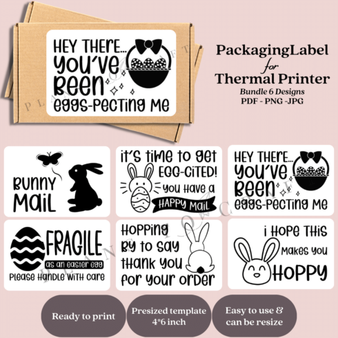 Bundle 6 Easter Packaging Label for Thermal Printer cover image.
