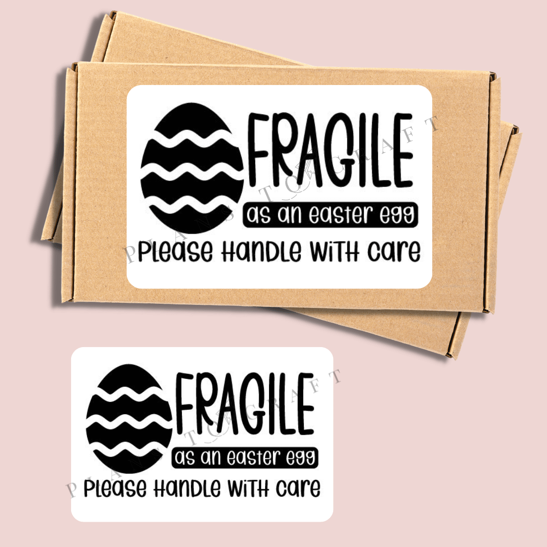 Pair of stickers that say fragile as an easter egg.