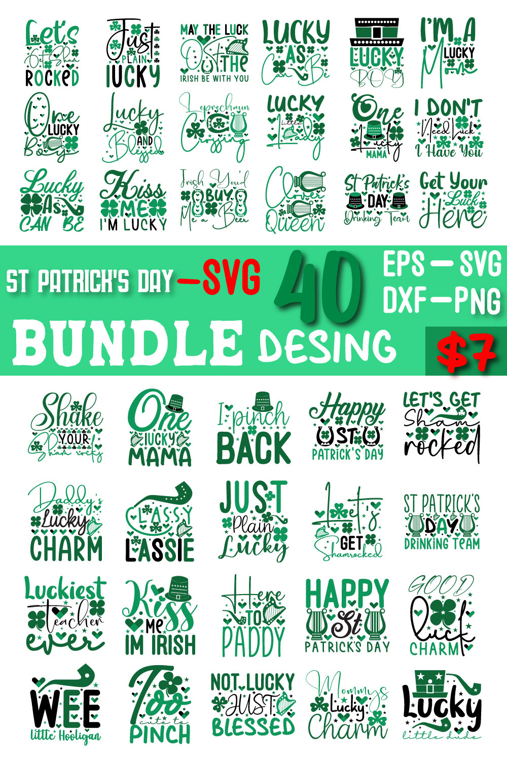 St Patrick's Day SVG Bundle pinterest preview image.