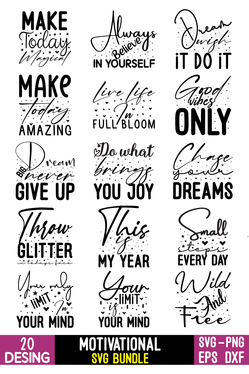 Large set of motivation quotes and phrases.