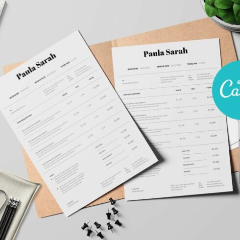 CANVA Clean Invoice cover image.