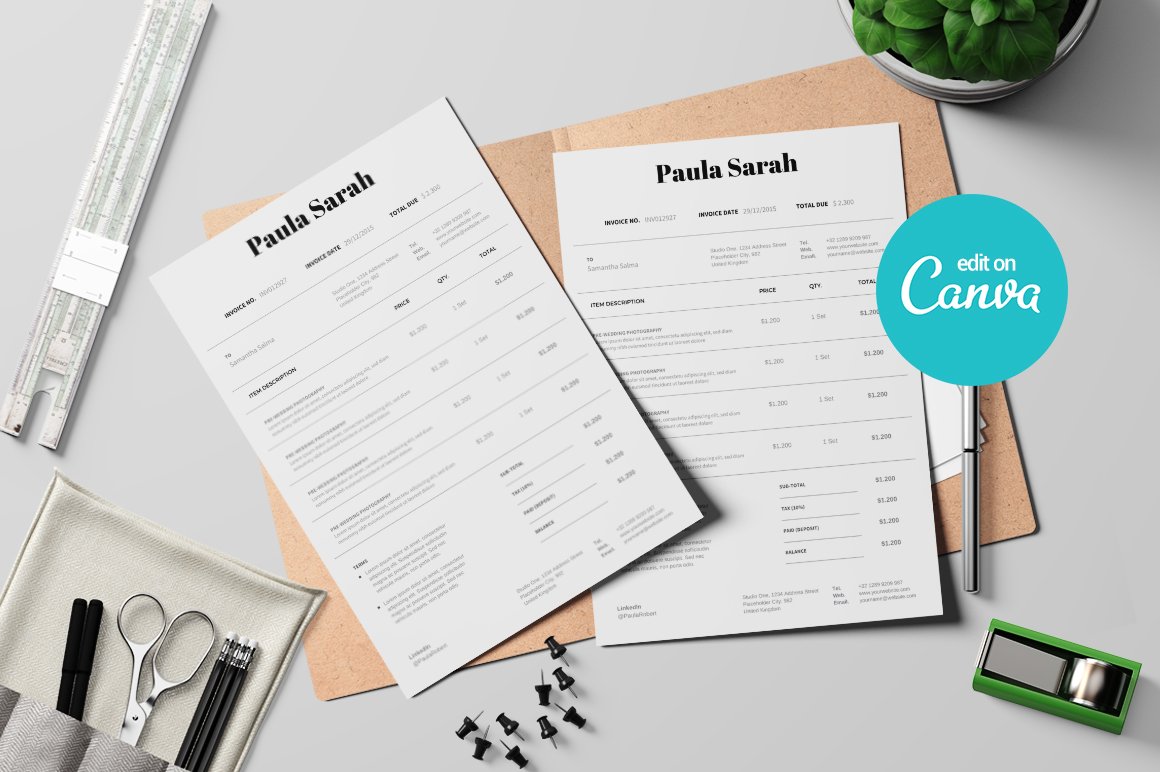 CANVA Clean Invoice cover image.