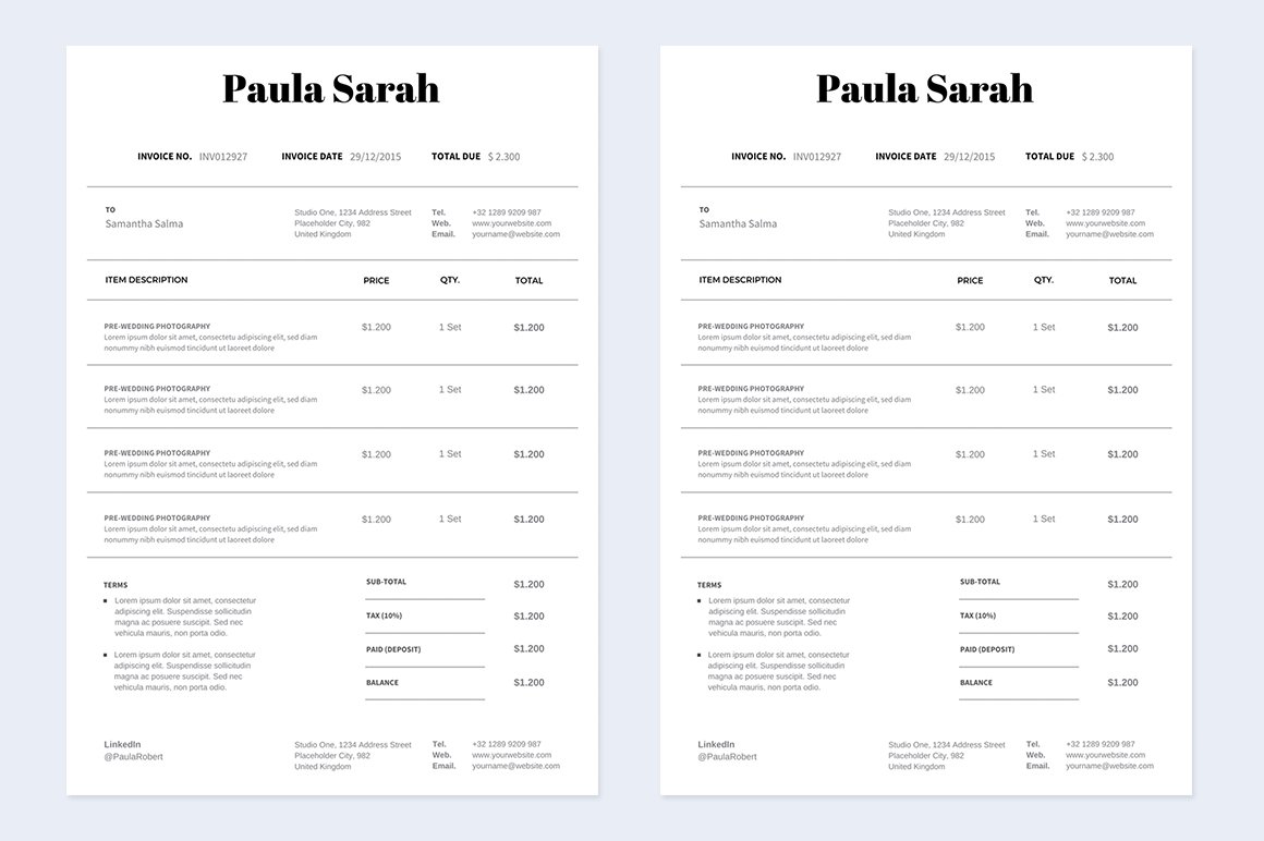 CANVA Clean Invoice preview image.