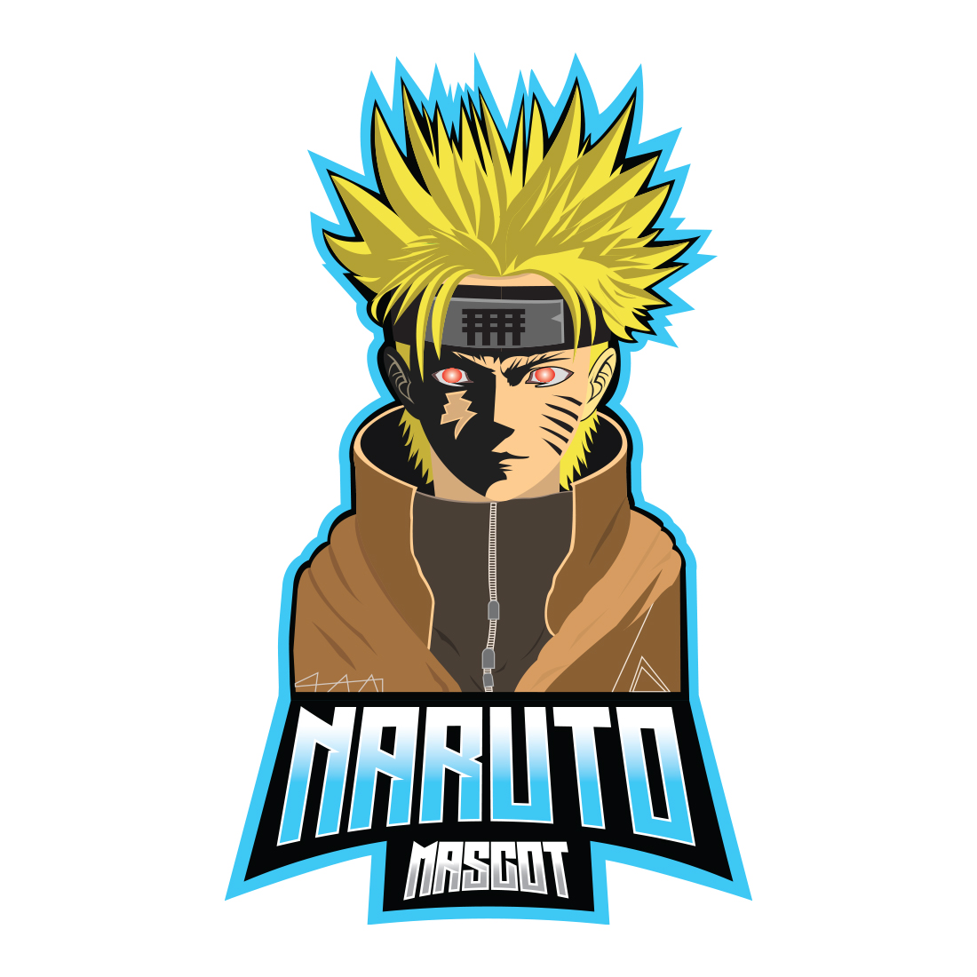 Naruto Mascot Logo Template preview image.