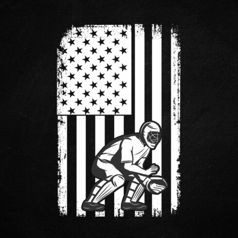 Funny Baseball Catcher American Flag T-shirt Design cover image.
