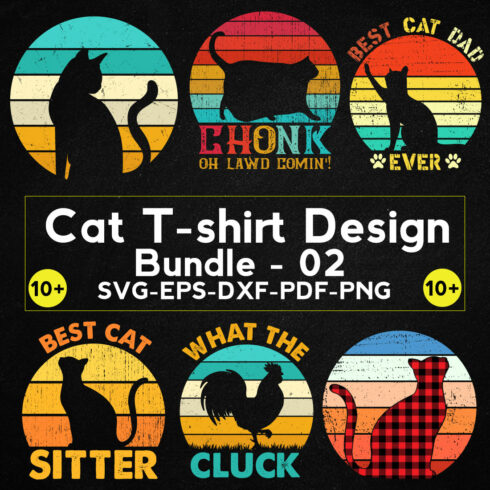 Funny Cat T-shirt Design Bundle - 02 cover image.