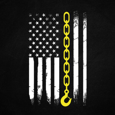 Tow Truck Thin Yellow Line American Flag 4th Of July Svg Cutting File cover image.