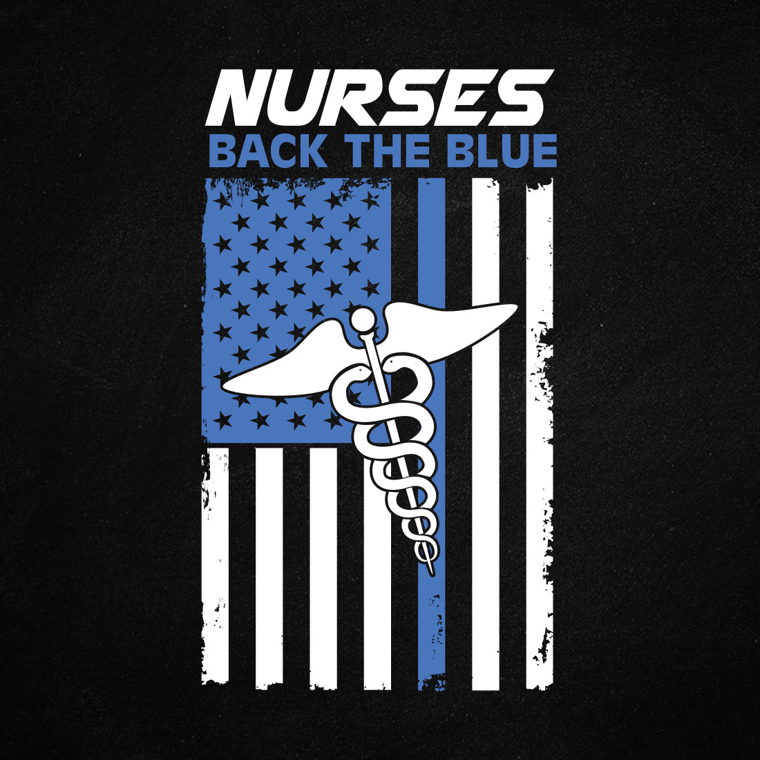 Nurses Back The Blue Nurse Police Thin Blue Line American Flag T-shirt Design cover image.