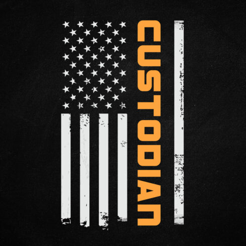 Custodian American Flag 4th Of July T shirt Design cover image.