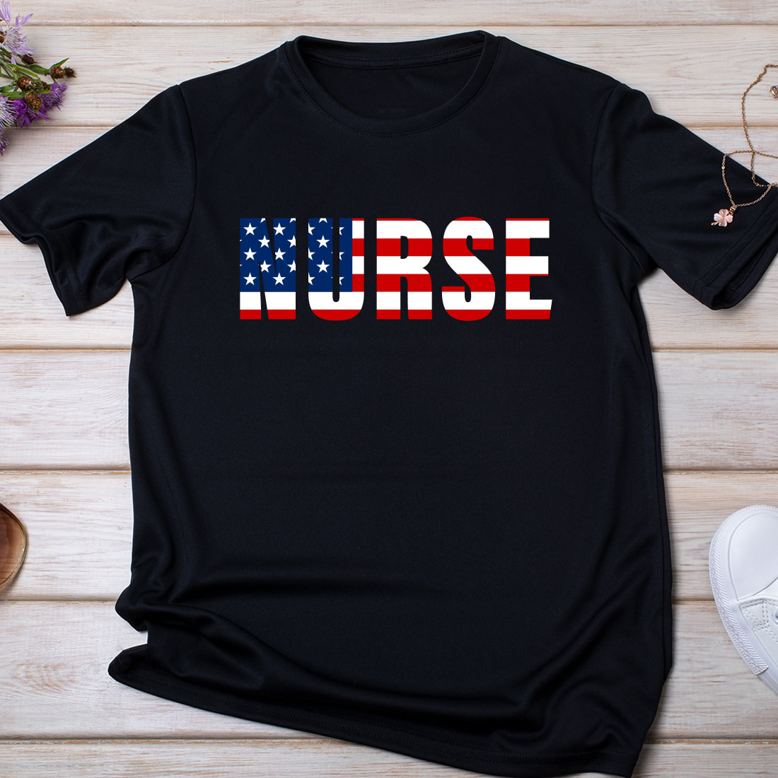 American Flag Nurse Nursing t shirt Design preview image.