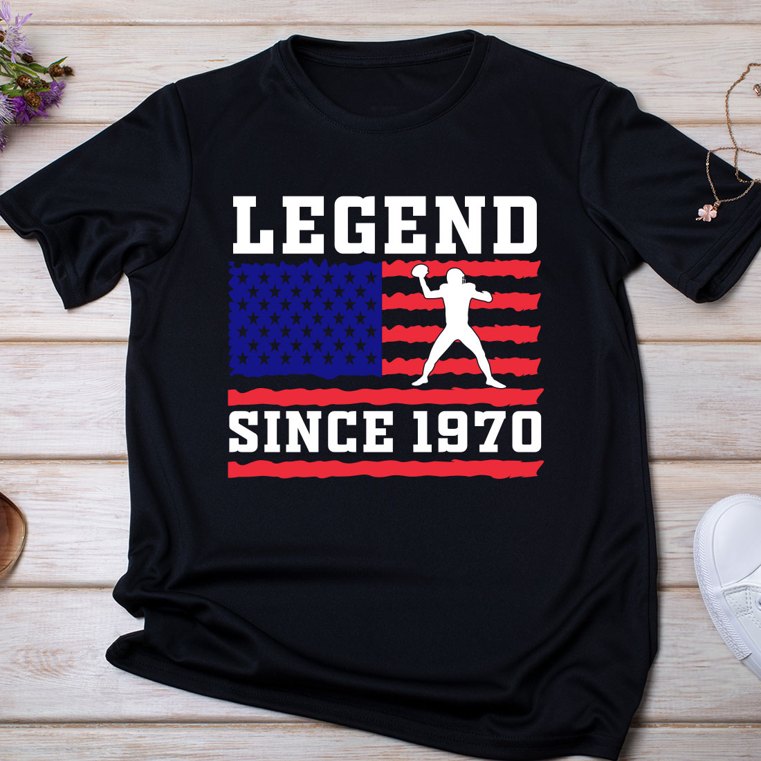 Legend Football Player Since 1970 Football American Football T shirt Design  - MasterBundles