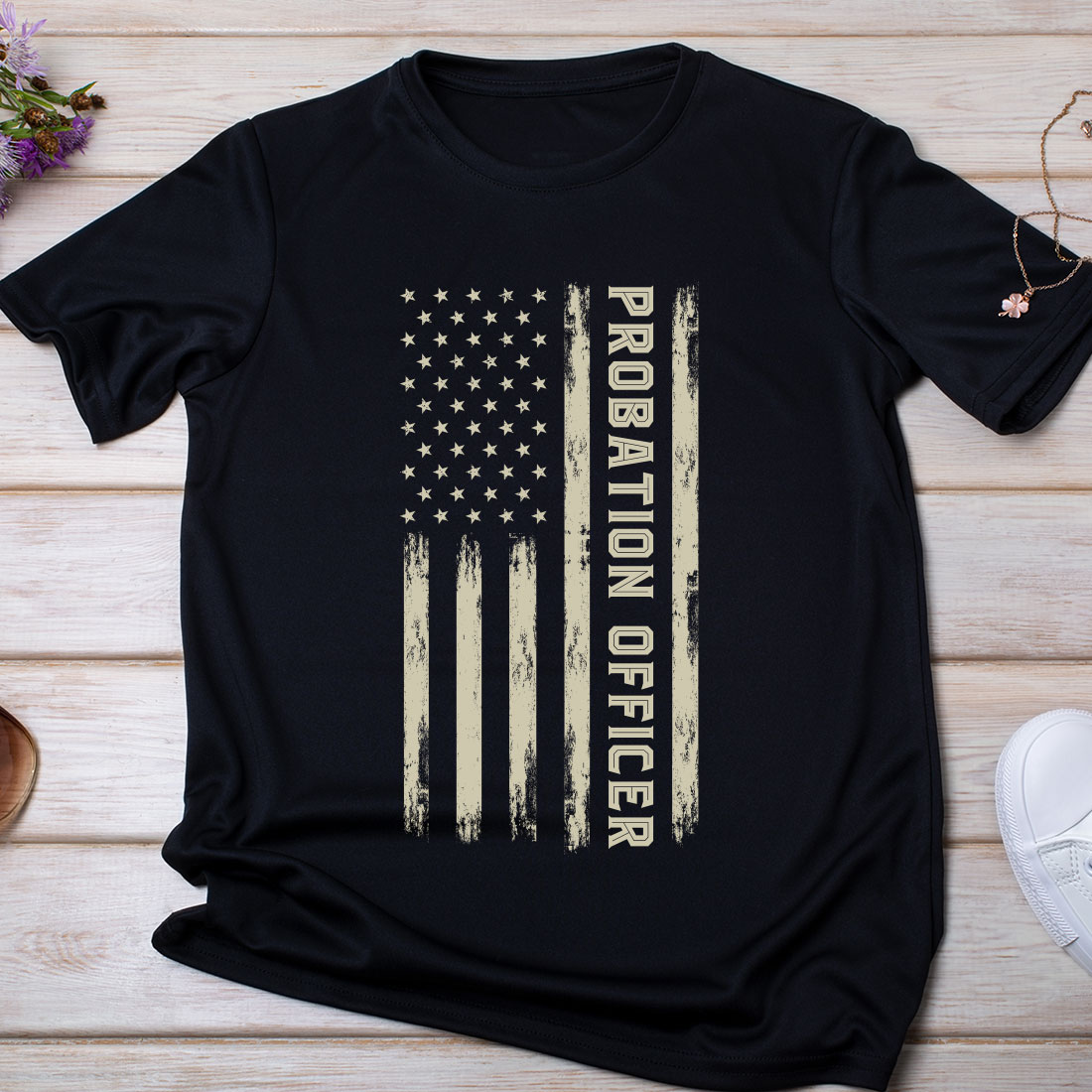 Probation Officer American Flag USA Auto Probation Officer T shirt Design preview image.