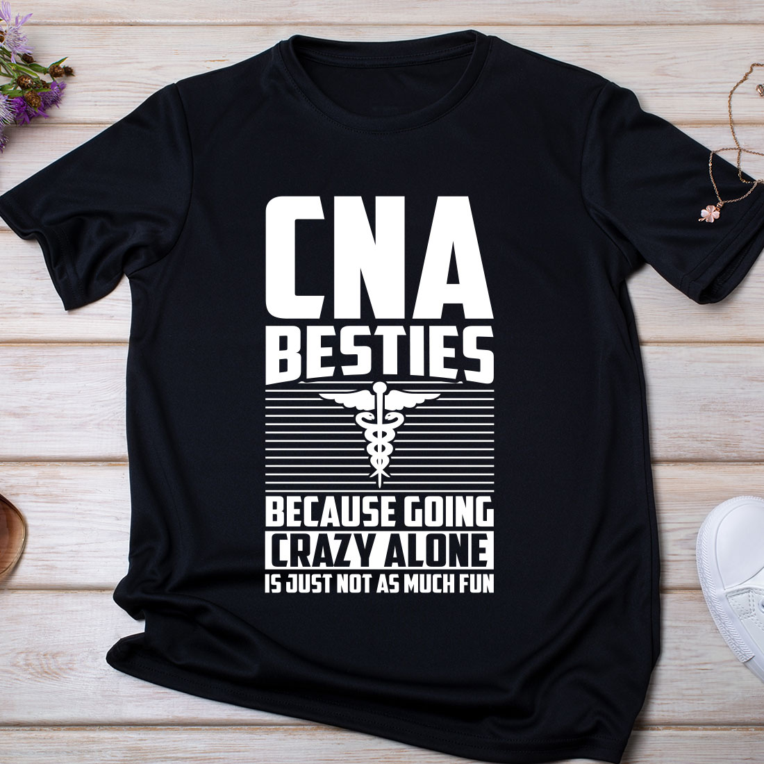 Funny CNA Besties Healthcare Worker Nurse T shirt Design preview image.