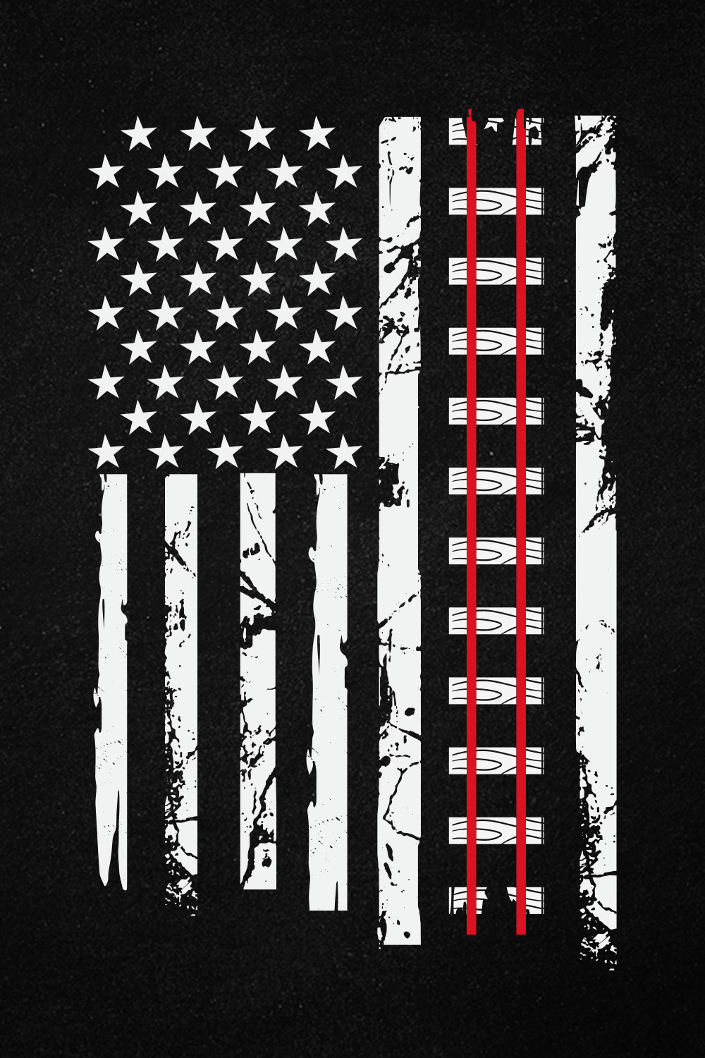Train American Flag USA Conductor Railroad Tracks T-shirt Design pinterest preview image.