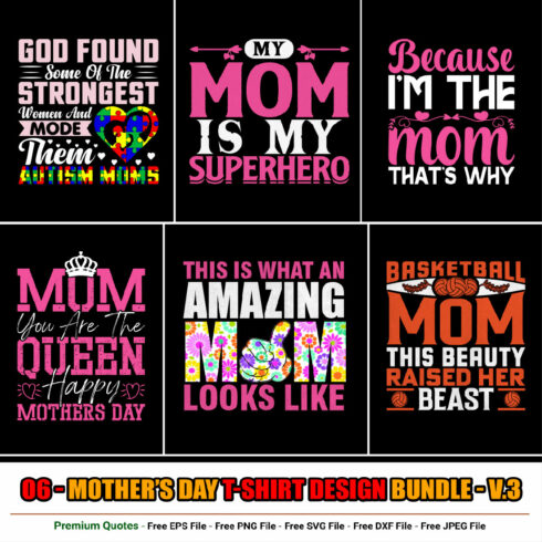 Mother’s Day T-shirt Design Bundle cover image.